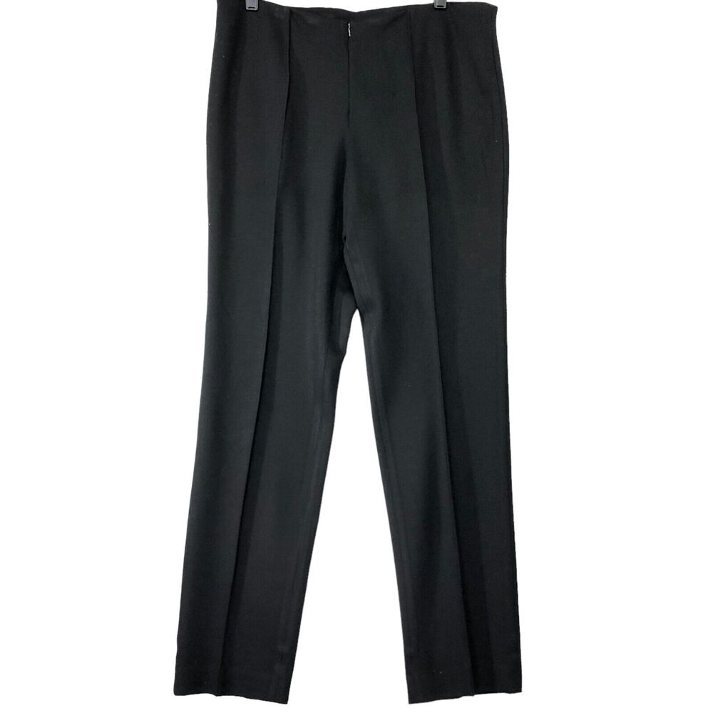 Yansi Fugel Size 12 Ponte Pants Black Front Seam Zip Double Knit Trouser Stretch